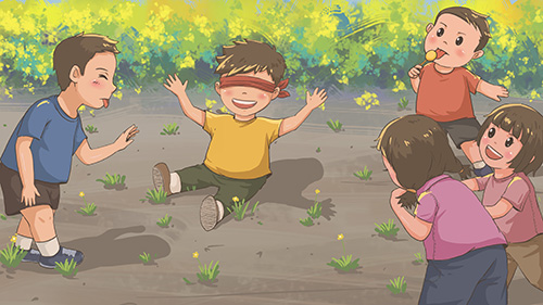 千库网_绿色夏天做游戏玩耍儿插唯美浪漫插画_插画编号78737